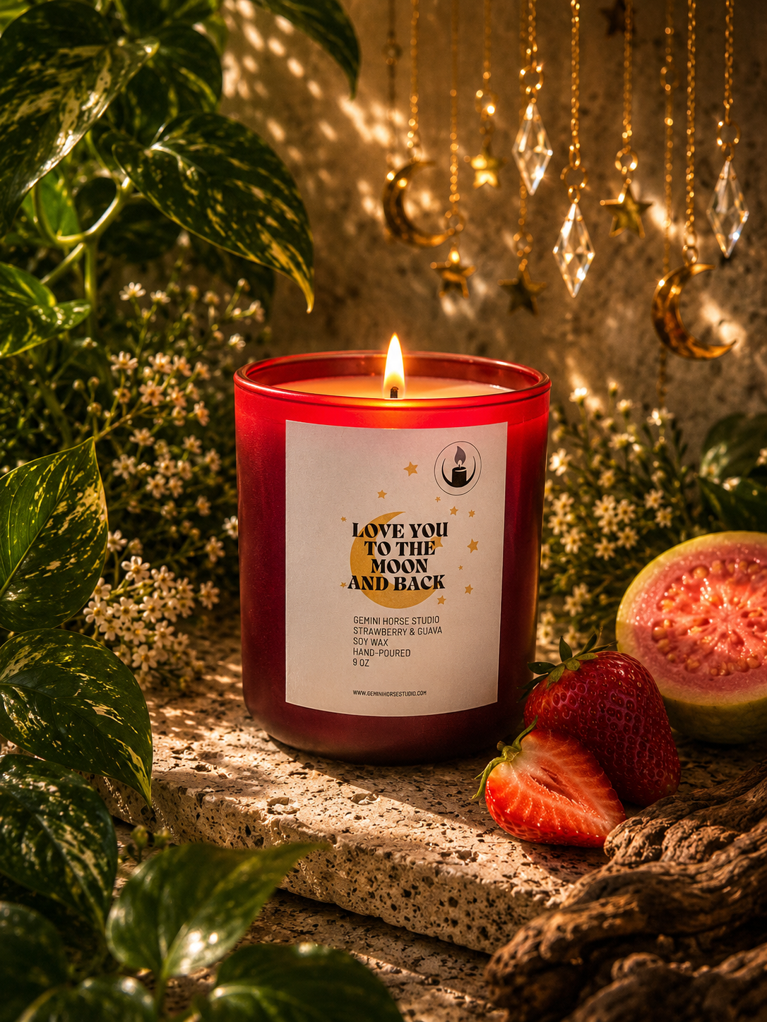 Love You to the Moon and Back – Guava & Strawberry Soy Candle, 9 oz